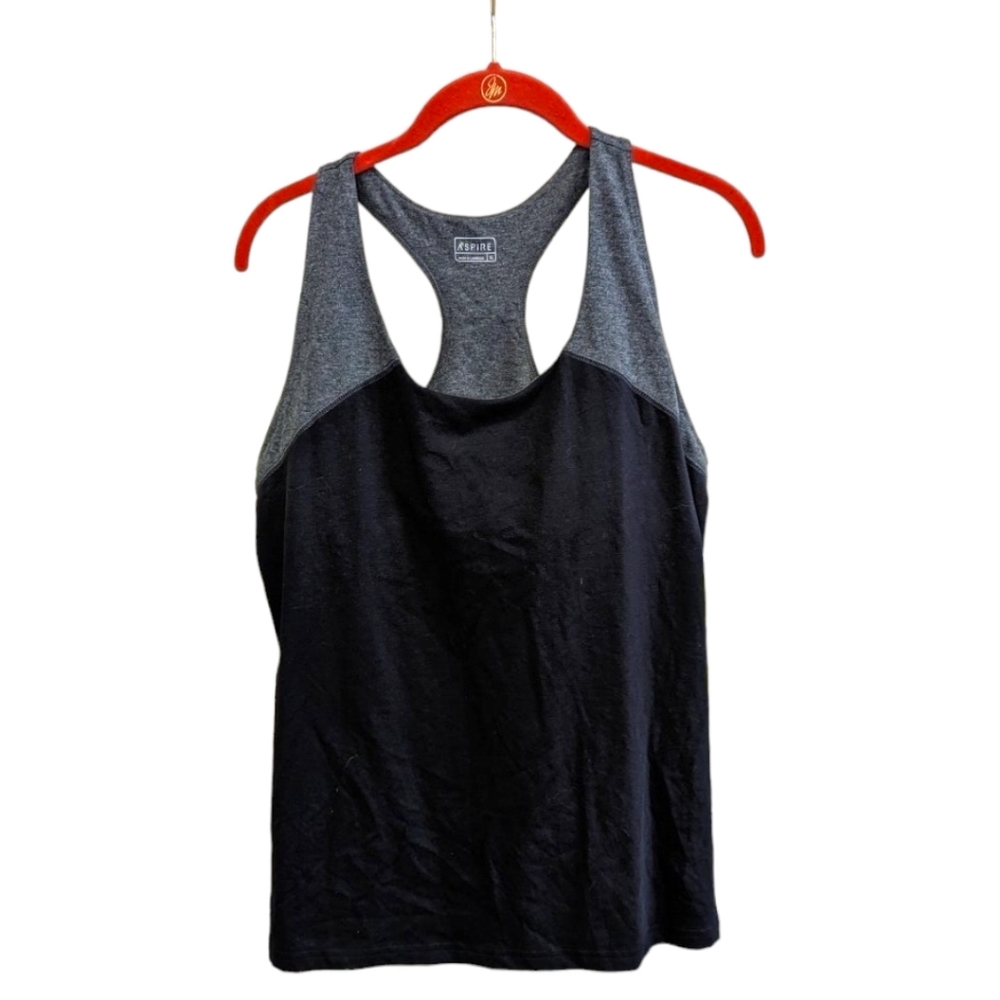NWT‎ Aspire | BLk and Grey Racerback Athletic Top  Sz XL
